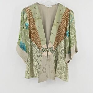 Spencer Alexis Silk Lace Kimono Womens Size M Sage Green Fairycore Ethereal Boho